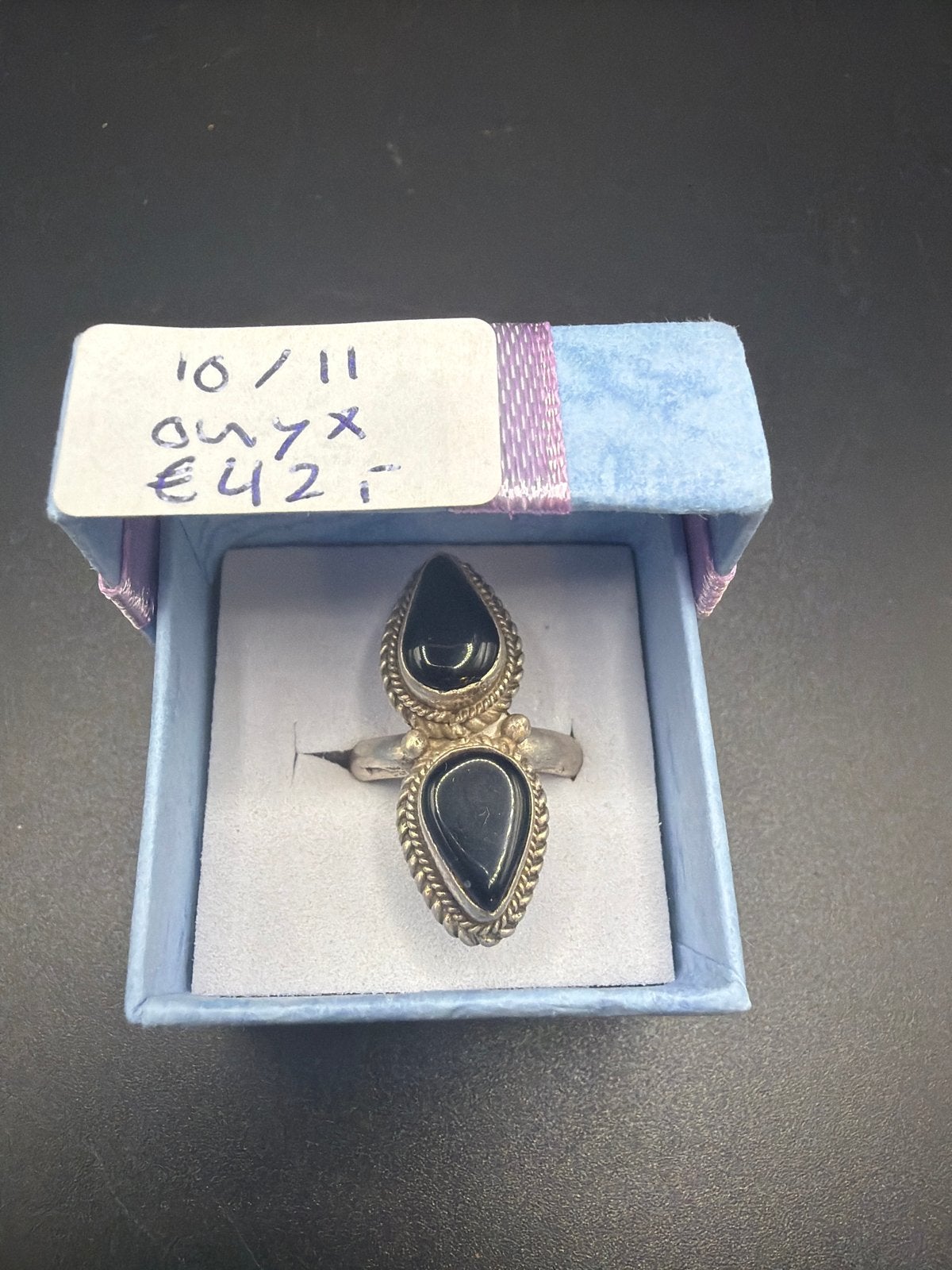 Zilveren ring met onyx stenen, Ophalen of Verzenden, Zo goed als nieuw, X, Met edelsteen