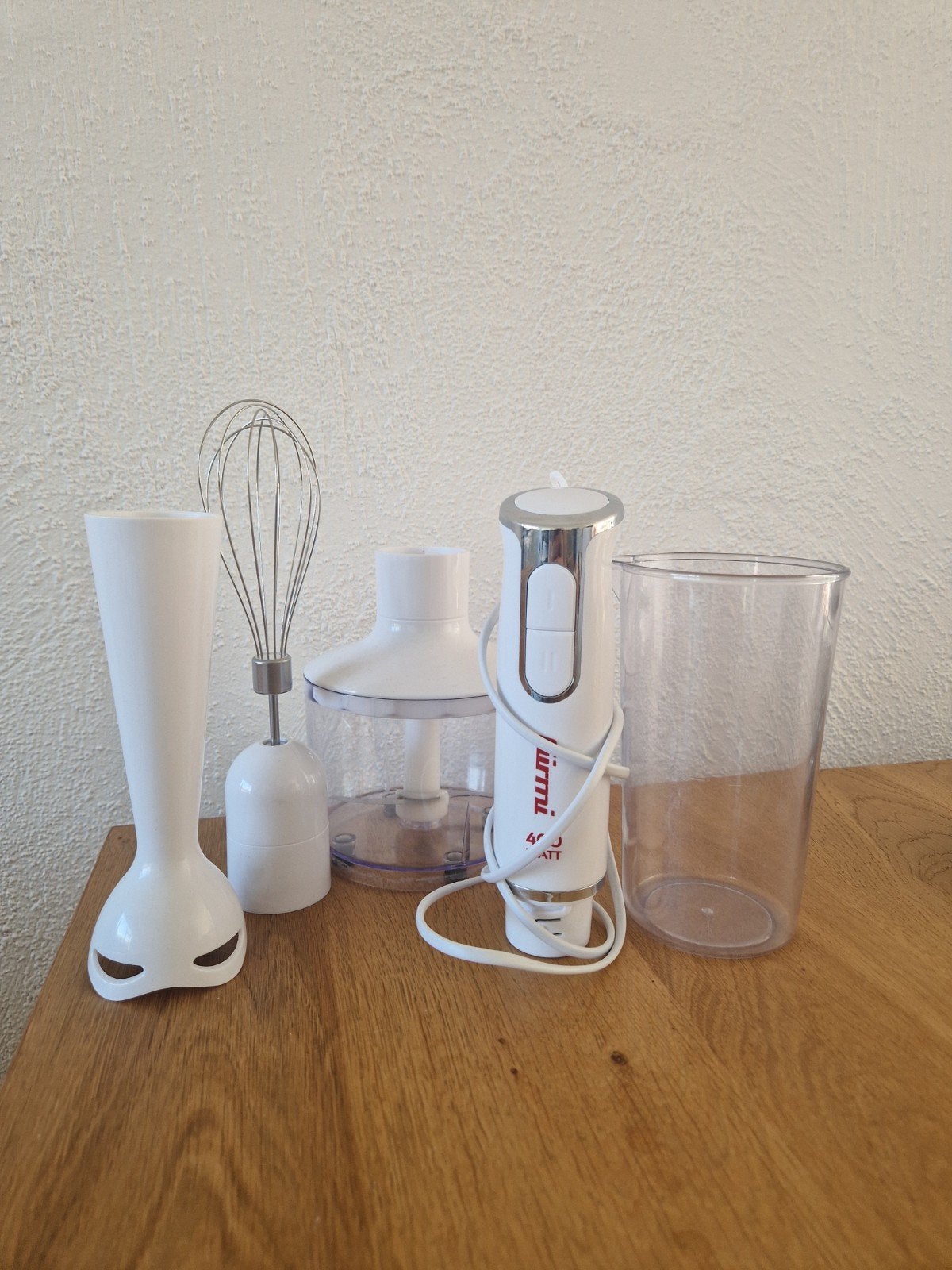 Girmi 400w staafmixer set met hakmolen en garde, Minder dan 1 liter, Ophalen of Verzenden, Nieuw, 2 snelheden