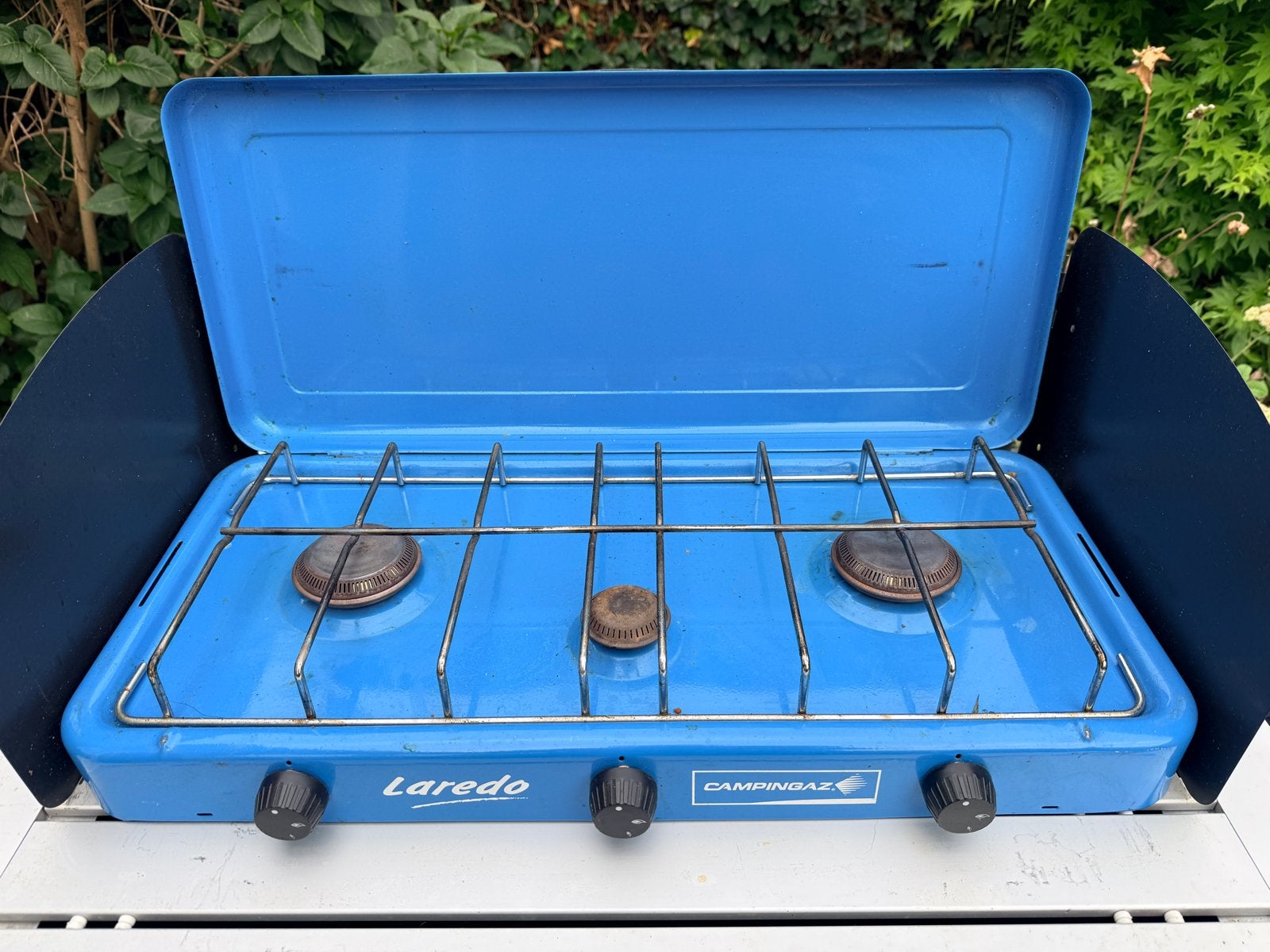 Campingaz Laredo 3-pits gasfornuis met R904 gasfles, Caravans en Kamperen, Ophalen, Gebruikt