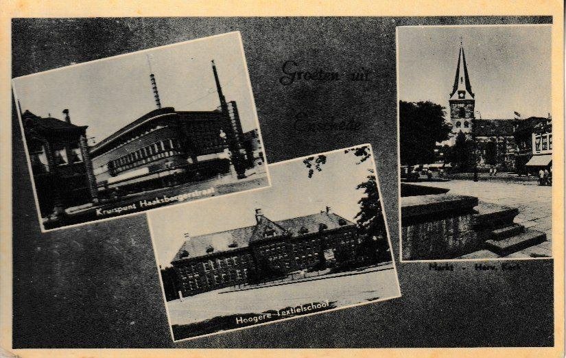GROETEN uit ENSCHEDE - 3 LUIK, Ophalen of Verzenden, 1940 tot 1960, Ongelopen, Overijssel