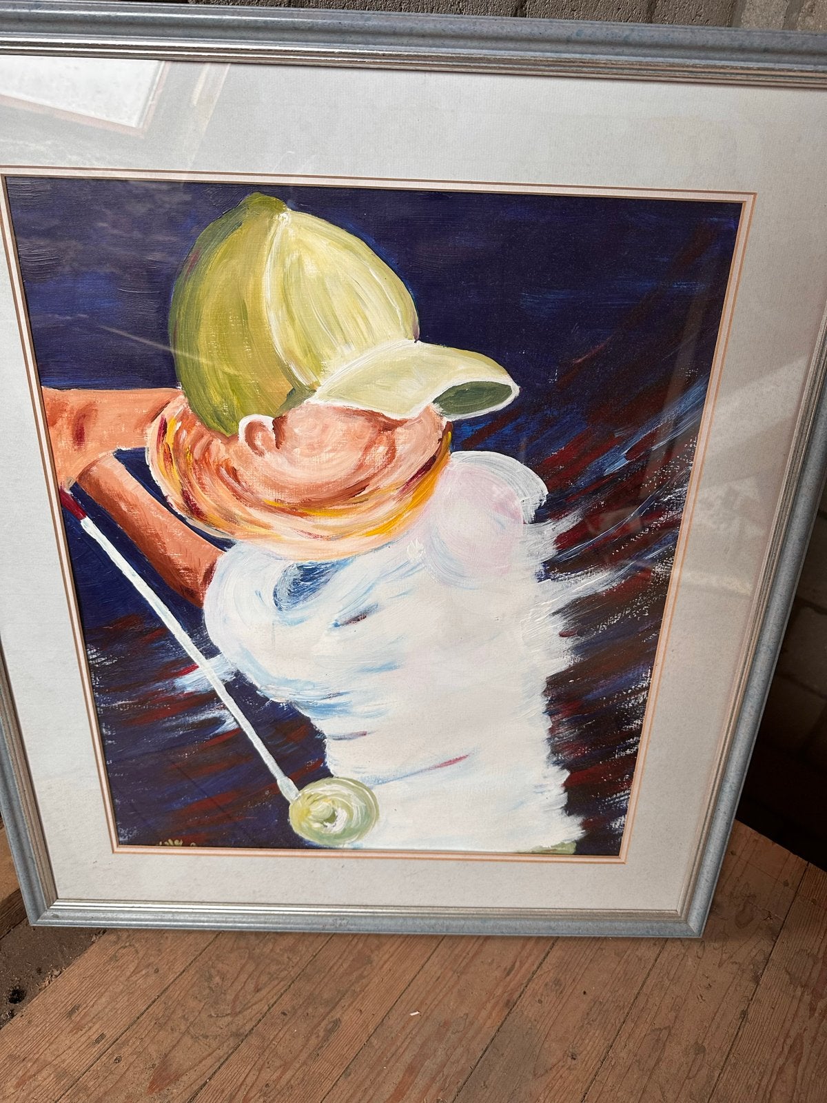 Abstract Schilderij Golfspeler, Ophalen, Olieverf, Overige onderwerpen, Ingelijst
