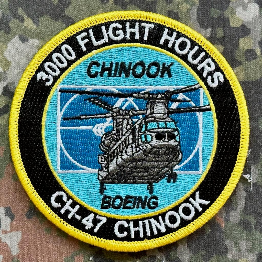 Patch RNLAF 298 SQN 3000 Flight Hours CH-47 Chinook, Ophalen of Verzenden, Luchtmacht, Nederland, Embleem of Badge