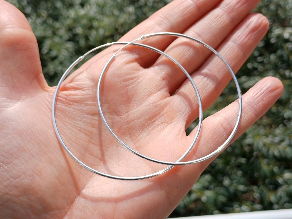 Vanoli 925 zilver creolen oorbellen strakke hoops 7 cm, Sieraden, Tassen en Uiterlijk, Oorbellen, Hangers, Vanoli, Amsterdam, Nieuw