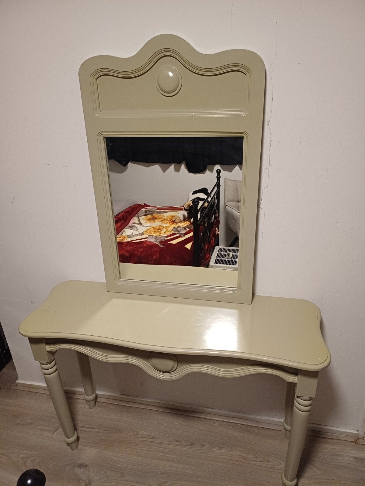 Vintage kaptafel met spiegel  moet weg, Ophalen, Gebruikt, 100 tot 150 cm, 75 tot 100 cm