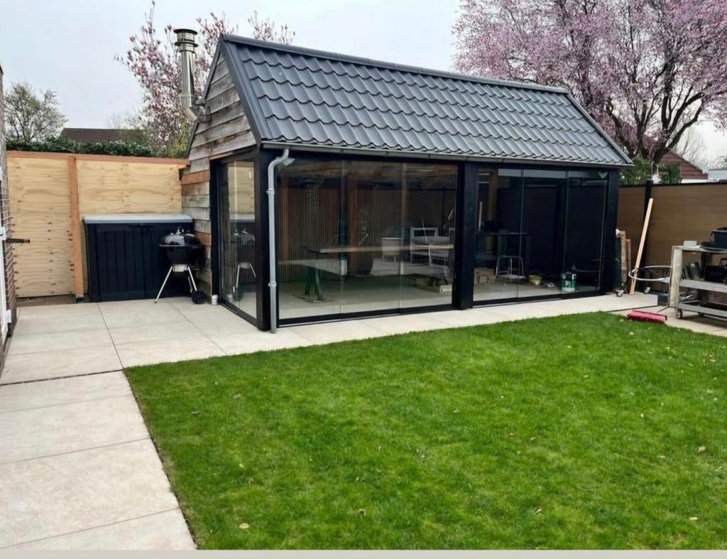 8x Glazen panelen veiligheidsglas 190x90 cm – met strips, Tuin en Terras, Ophalen of Verzenden, Zo goed als nieuw, Overige typen