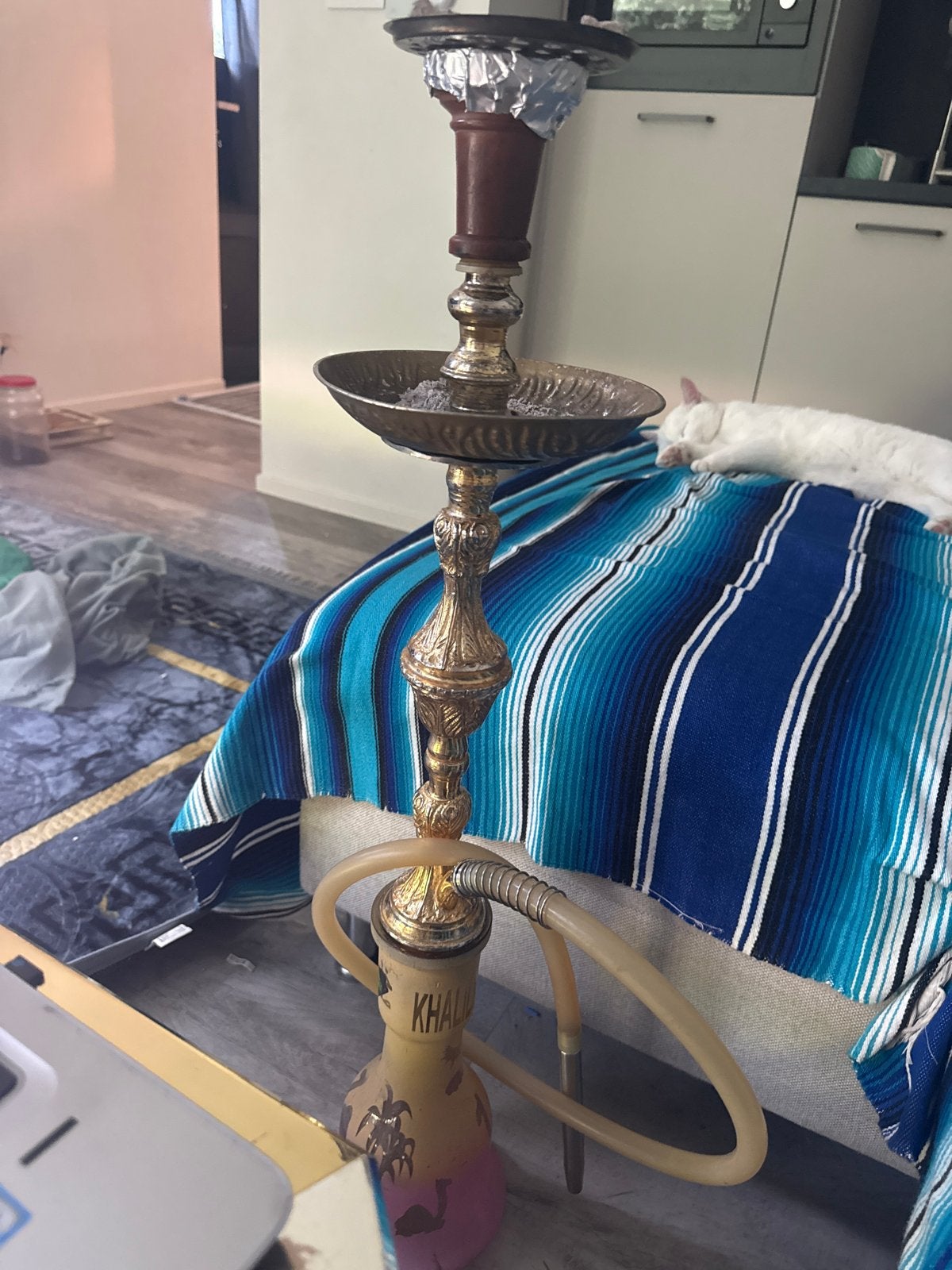 Khalil Mamoon waterpijp met slang en kom, Ophalen of Verzenden, Gebruikt, (Water)pijp