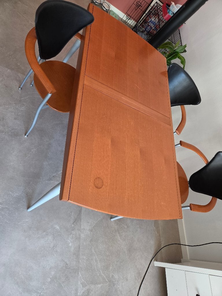 Eettafel Uitschuifbaar (147 - 225 x 80 cm) & Stoelen, Ophalen, Gebruikt, 50 tot 100 cm, 150 tot 200 cm