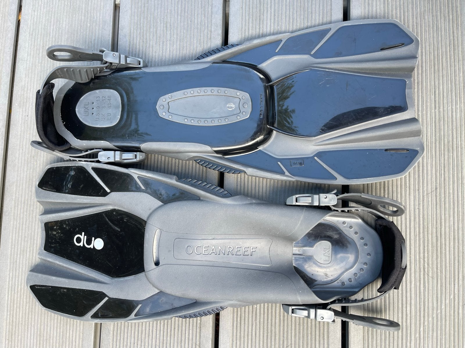 Duo Ocean Reef lichtgewicht zwemvliezen L/XL, Watersport en Boten, Ophalen of Verzenden, Gebruikt