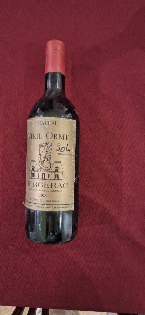 Chateau Vieil Orme, 1978, Appelation Bergerac Controlée, 1, Verzamelen, Overige gebieden, Ophalen of Verzenden, Zo goed als nieuw