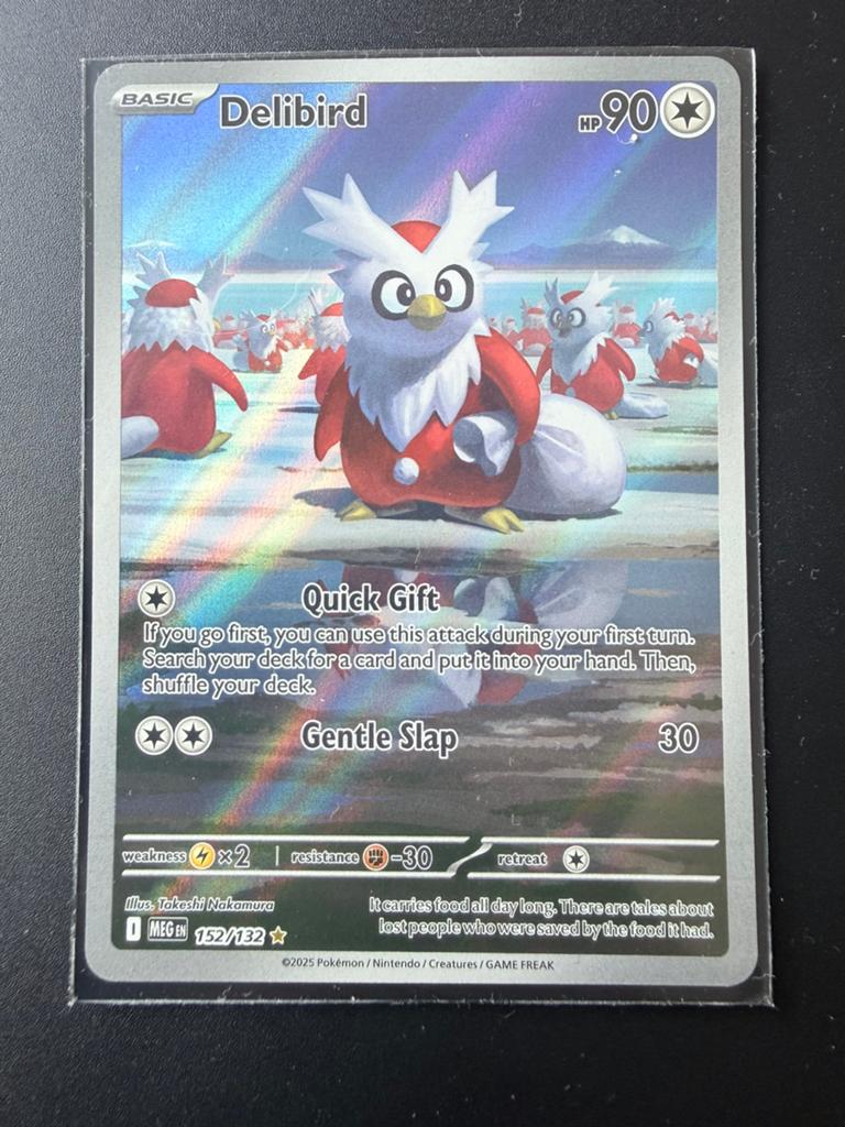 Pokémon Delibird 152/132 Foil Kaart, Ophalen of Verzenden, Zo goed als nieuw, Losse kaart, Foil