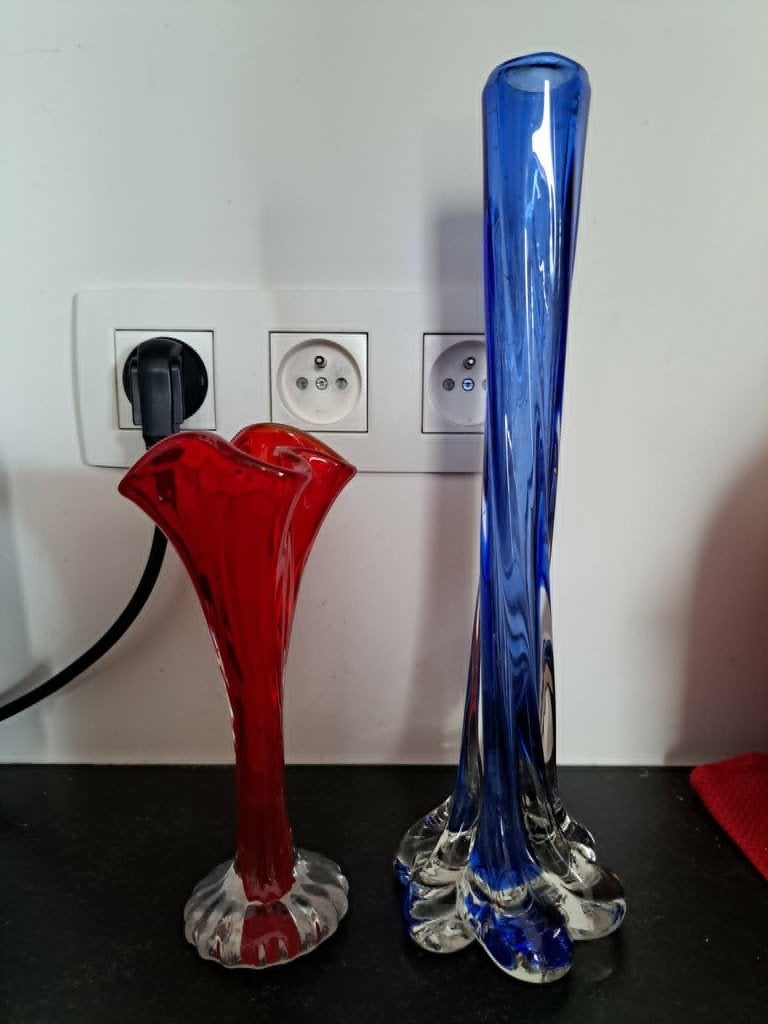 5 x vintage en antieke vaas en lampenvoet, Val St Lambert, Ophalen of Verzenden