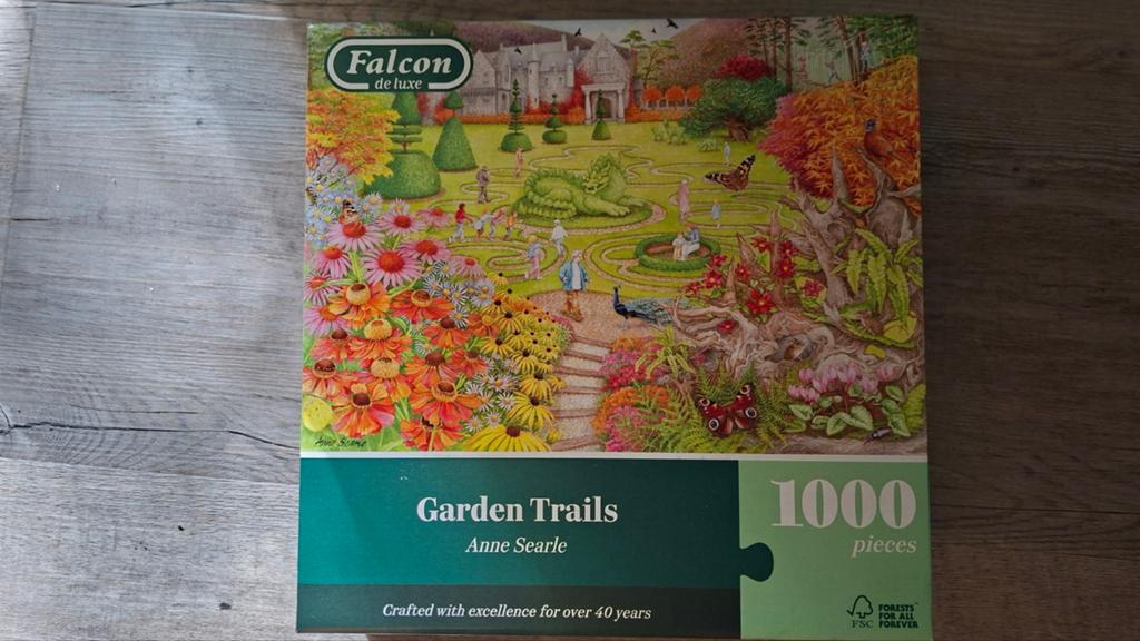 Falcon puzzel: Garden Trails (1000 stukjes), Ophalen of Verzenden, 500 t/m 1500 stukjes, Zo goed als nieuw, Legpuzzel