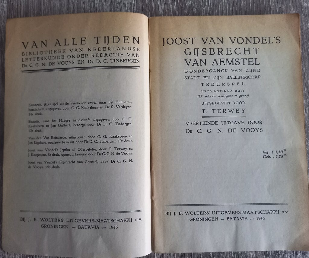 Joost van den Vondel Gijsbrecht van Aemstel 1946, Ophalen of Verzenden