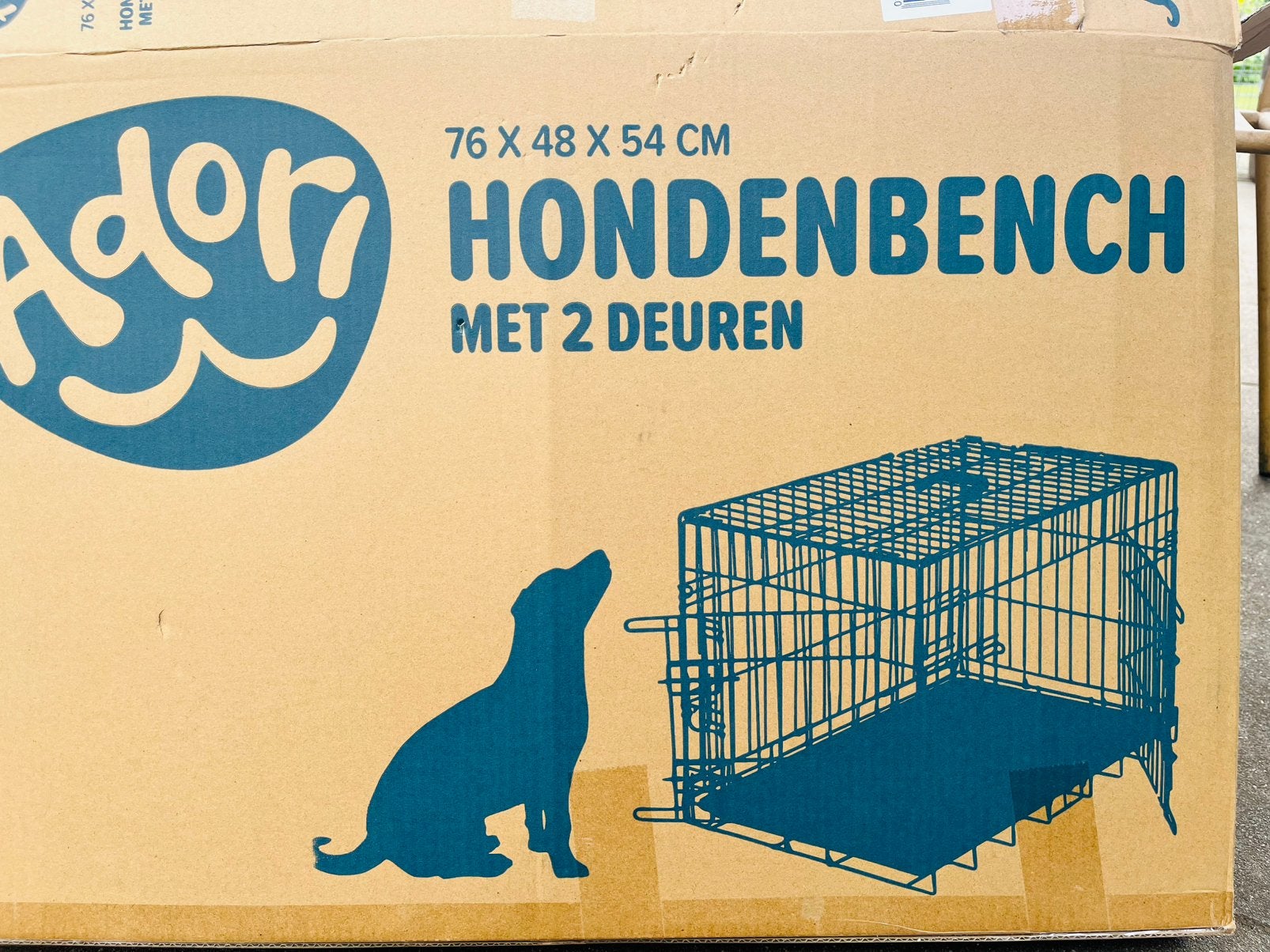 Adori Bench 2-Deurs Zwart - Hondenbench - 76x48x54 cm, Dieren en Toebehoren, Hondenbenches, Ophalen, Zo goed als nieuw