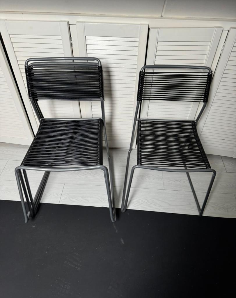 4x ikea draadstoelen melker spaghetti stoelen lisa norinder, Huis en Inrichting, Ophalen, Kunststof, Zwart, Zo goed als nieuw