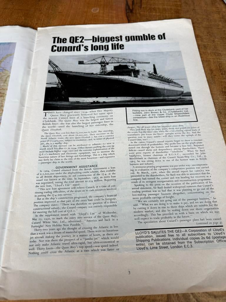 Brits magazine introductie QE2 Cunard line 1969, Ophalen of Verzenden, Overige typen