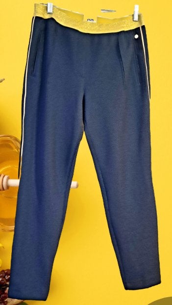 POM NIEUW!  stretch broek met elastieken tailleband mt 3, Maat 42/44 (L), Nieuw, Lang, Pom Amsterdam