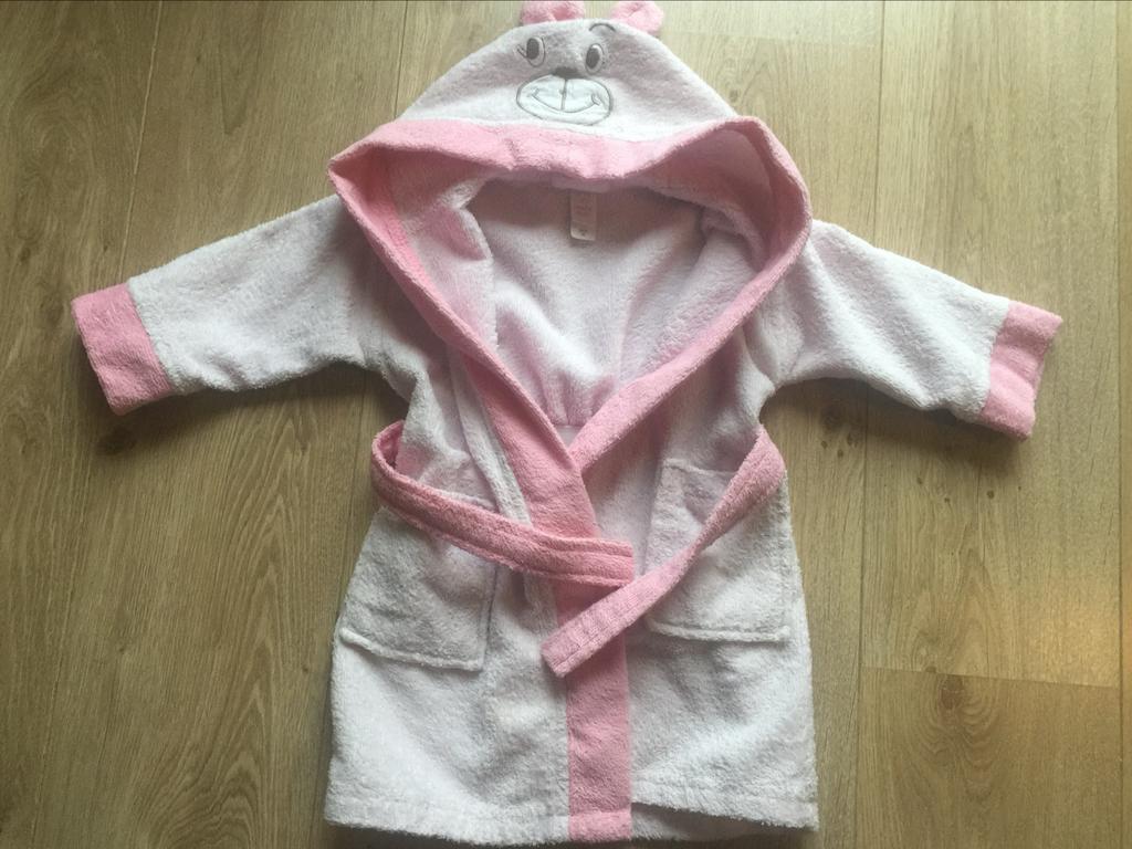 Roze badjas met capuchon maat 80, Kinderen en Baby's, Babykleding | Maat 80, Ophalen of Verzenden, Gebruikt, Meisje, Overige typen