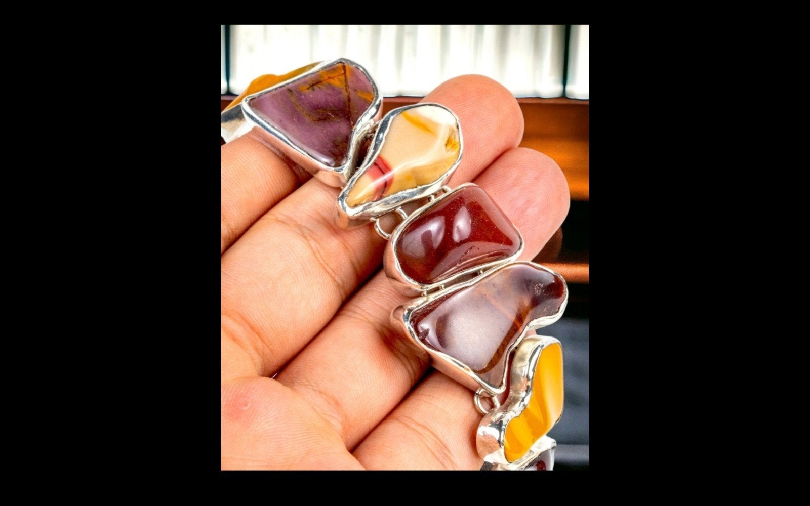 Australische Mookaiet armband van 925 sterling zilver., Sieraden, Tassen en Uiterlijk, Overige kleuren, Verzenden, Nieuw, Met edelsteen