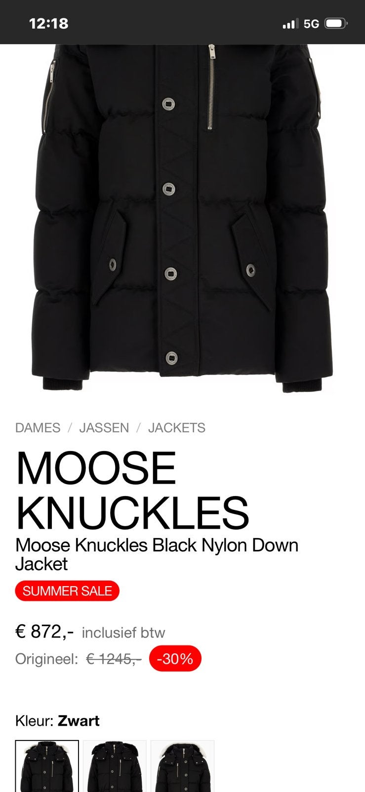 Moose Knuckles jas maat S (origineel), Ophalen of Verzenden, Zo goed als nieuw