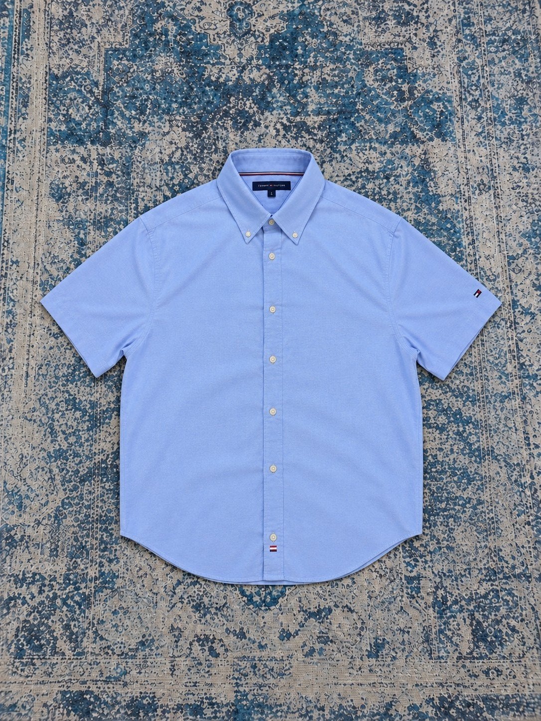Vintage Tommy Hilfiger overhemd | Y2K | Korte mouwen, Ophalen of Verzenden, Zo goed als nieuw, Blauw, Tommy Hilfiger