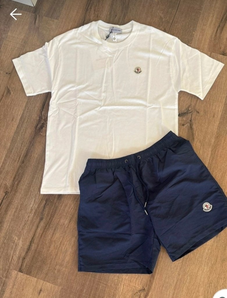 Moncler T-shirt & Zwembroek Set – Wit/Navy, Verzenden, Nieuw, Maat 48/50 (M)
