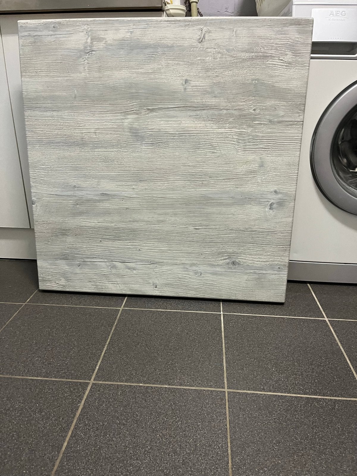 Werzalit tafelblad 80x80 houtlook whitewash, Ophalen, Gebruikt