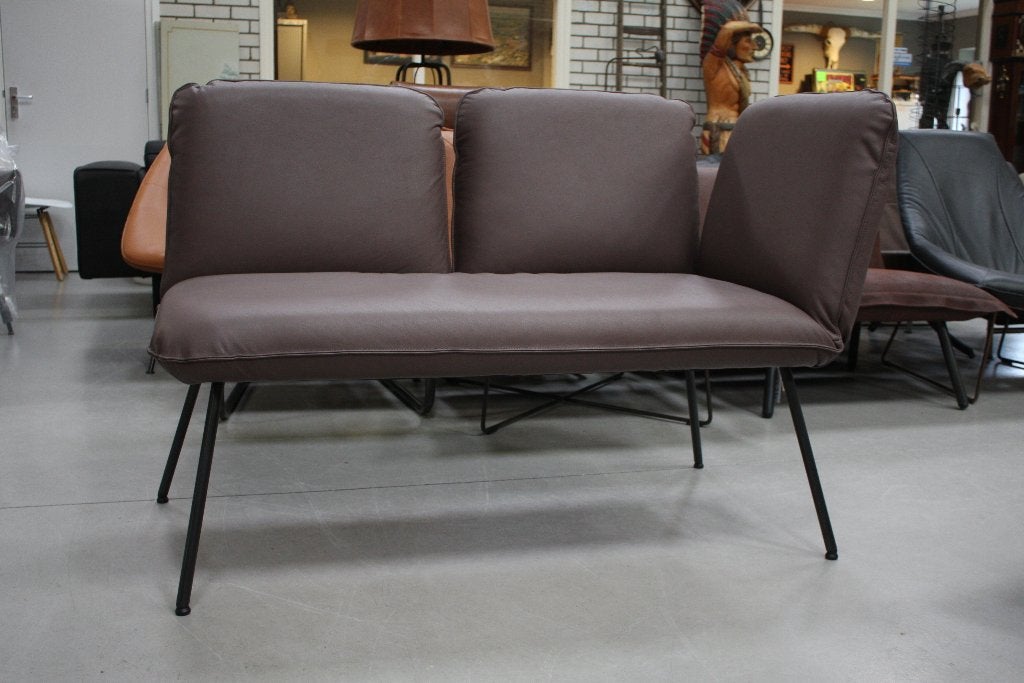 2 x bank / eetkamerbank Shuffle Jess design leer taupe, Ophalen, Zo goed als nieuw, Leer, Vijf, Zes of meer stoelen