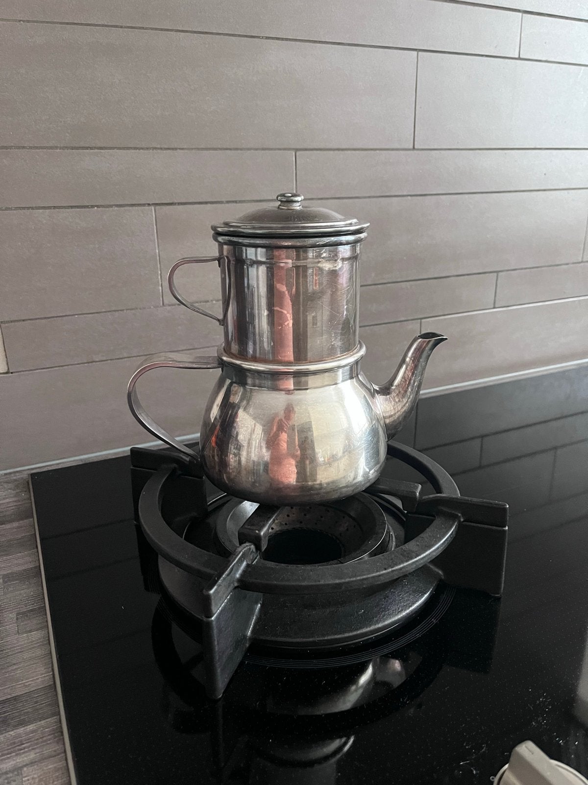 Vintage koffiepot/percolator - Verkleuring binnenzijde, Zilver, Ophalen of Verzenden, Metaal, Overige typen