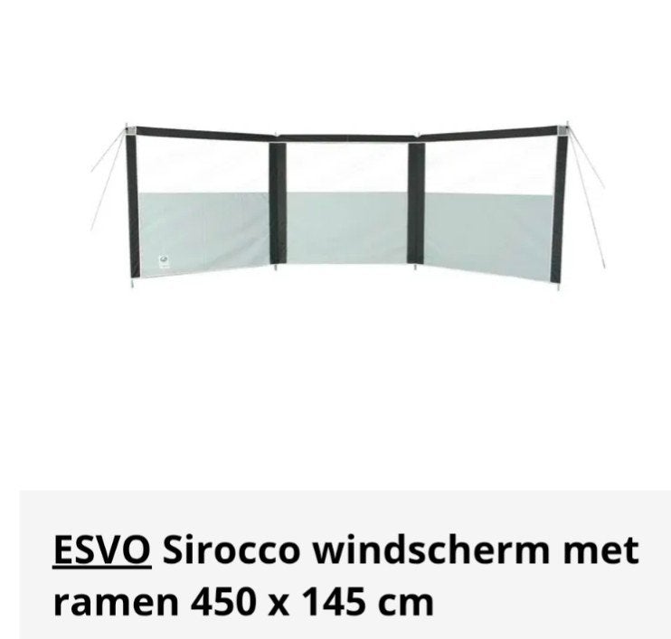 ESVO Sirocco windscherm met ramen 450 x 145 cm, Ophalen of Verzenden, Gebruikt