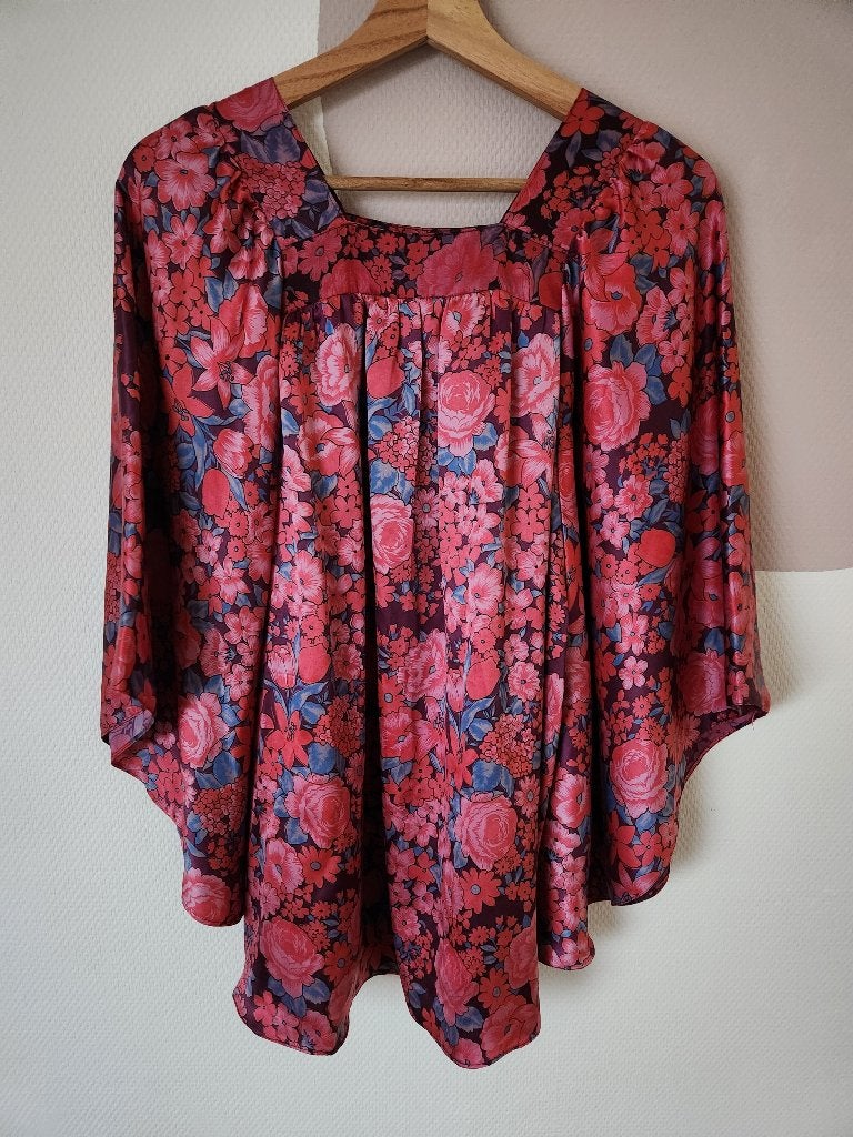 Thai silk Village top met bloemen, Meerkleurig, Maat 46/48 (XL) of groter, Ophalen of Verzenden, Zo goed als nieuw