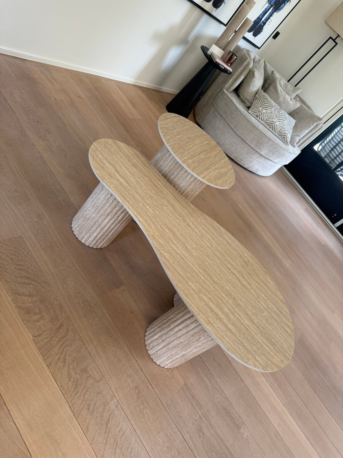 Salontafel set, Huis en Inrichting, Tafels | Salontafels, Ophalen, Zo goed als nieuw, Rond, 50 tot 100 cm