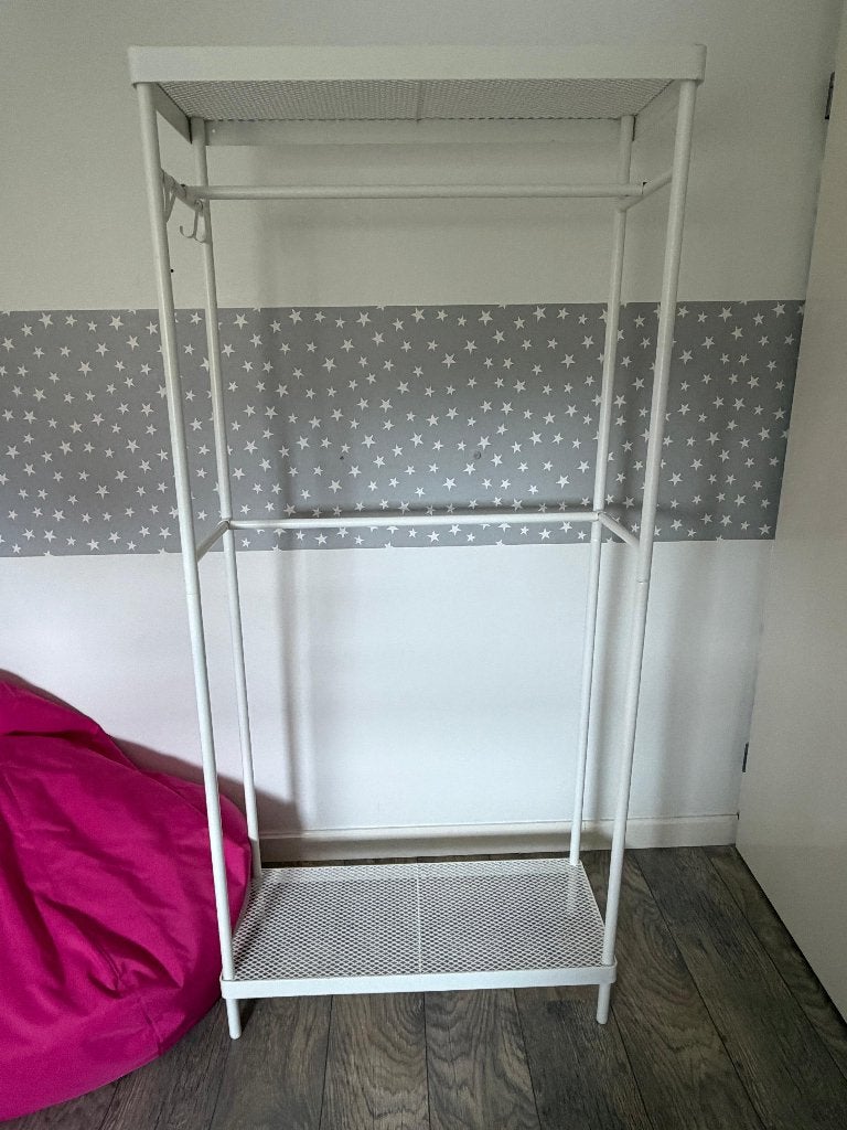 Kapstok met schoenenopberger, wit, 78x32x200 cm, Ophalen, 200 cm of meer, Zo goed als nieuw, Staande kapstok