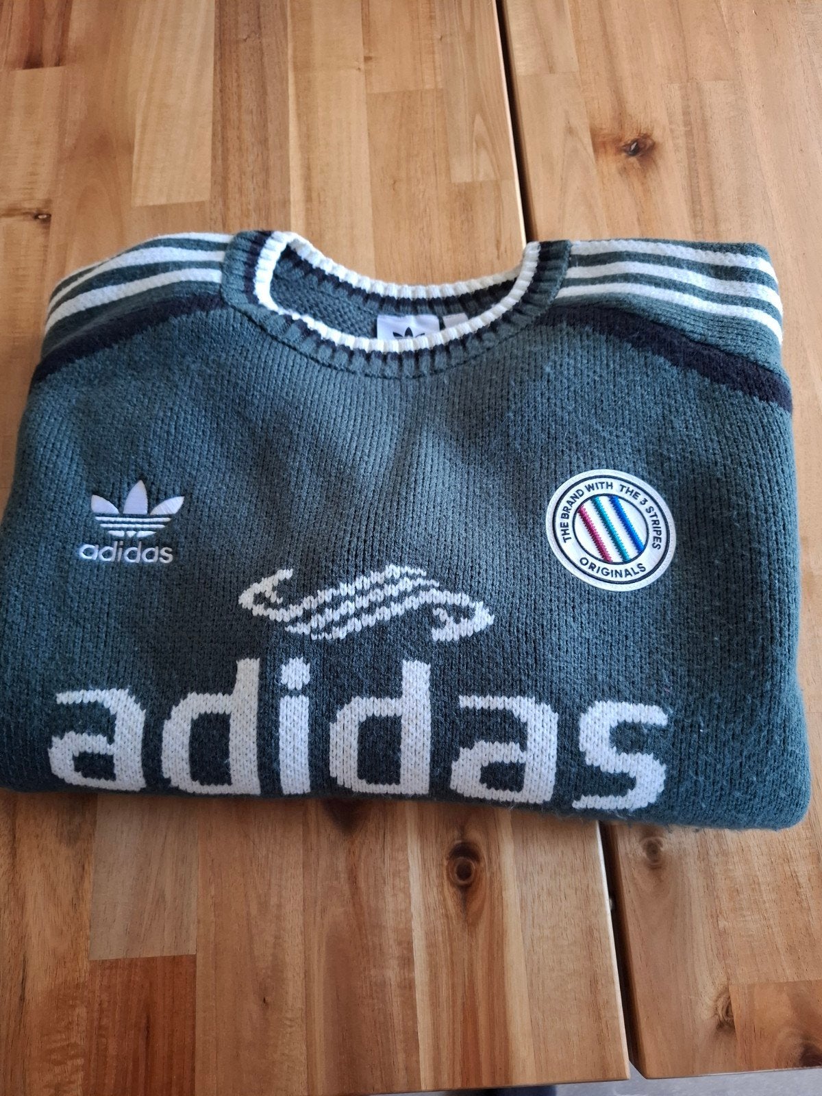 Adidas trui Adicolor Knit Jersey Donkergroen Maat L, Maat 52/54 (L), Ophalen of Verzenden, Zo goed als nieuw, Adidas