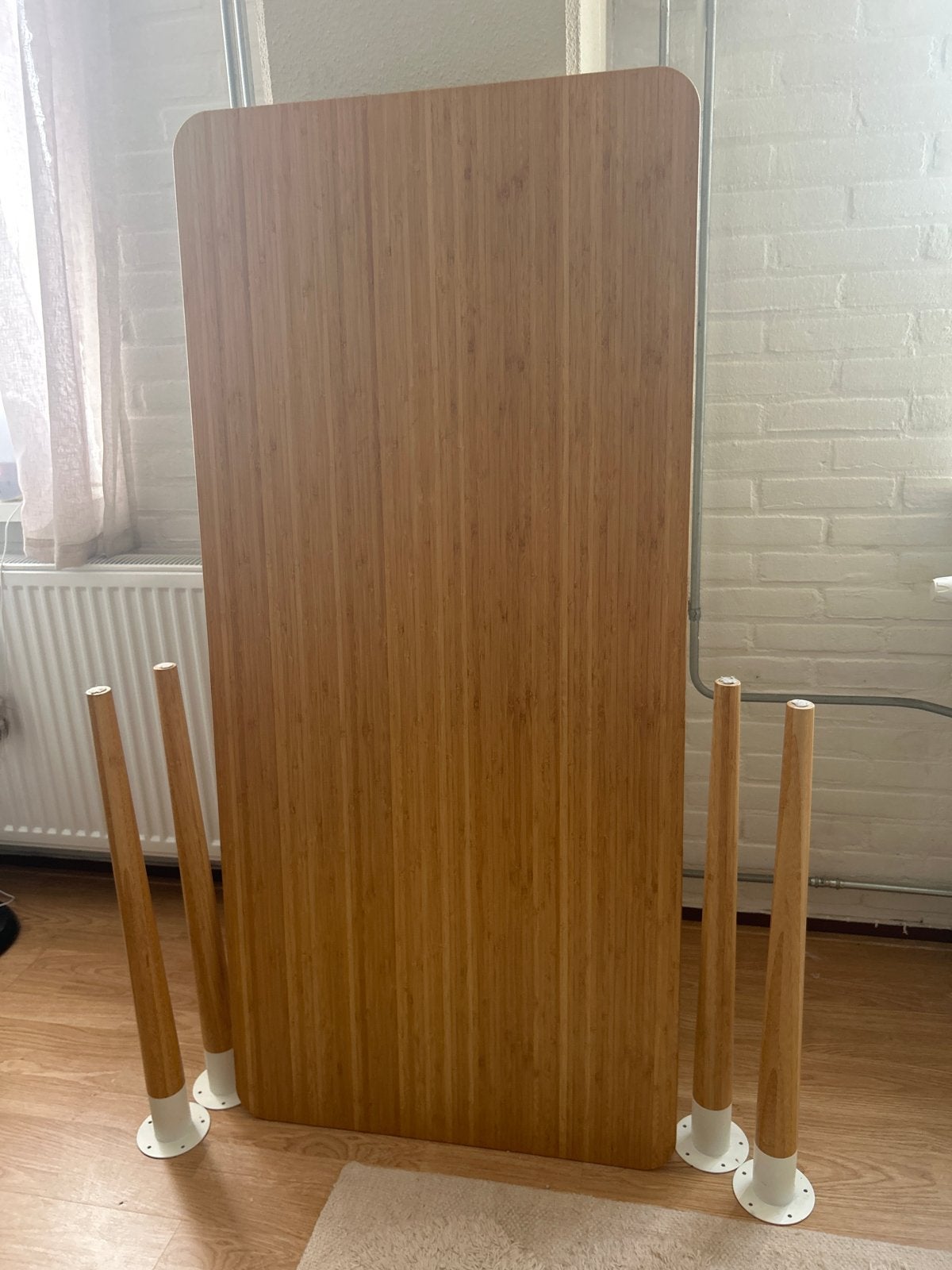 IKEA bureaublad met tafelpoten - Bamboe, Ophalen, Gebruikt, Hout, Bruin