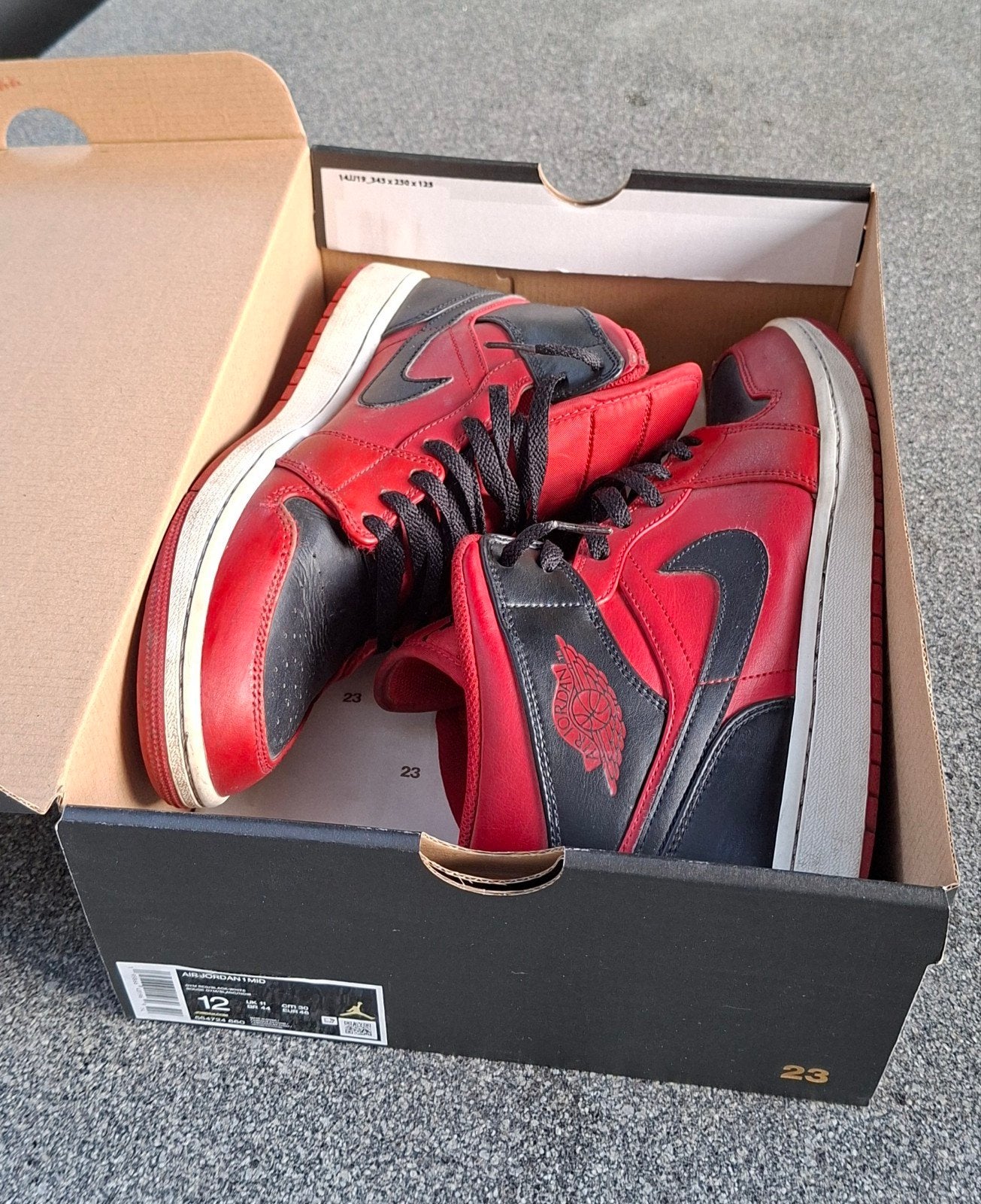 Nike Air Jordan 1 Mid Gym Red/Black-White - Maat 46, Overige kleuren, Ophalen of Verzenden, Sneakers of Gympen, Gedragen