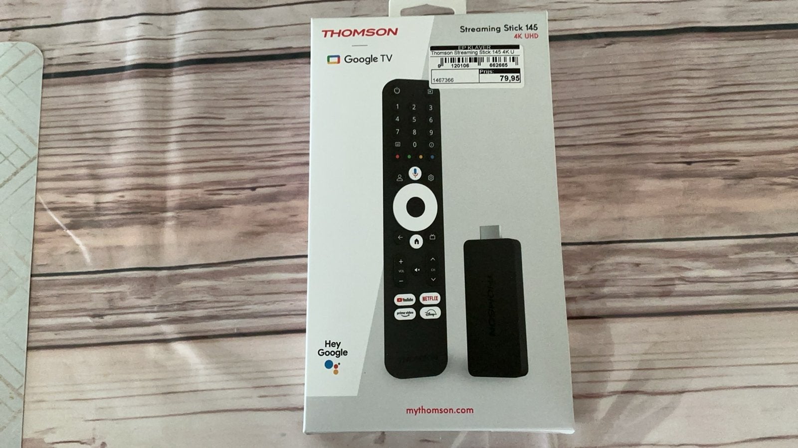 Thomson Streaming Stick 145 4K UHD Google TV, Ophalen, Nieuw, HDMI, Zonder harde schijf