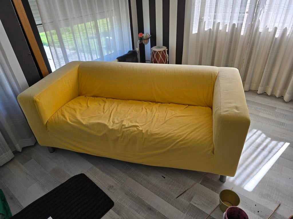 Tweezitsbank Ikea Klippan geel, Huis en Inrichting, Banken | Bankstellen, Ophalen, Kunststof, Gebruikt, 150 tot 200 cm