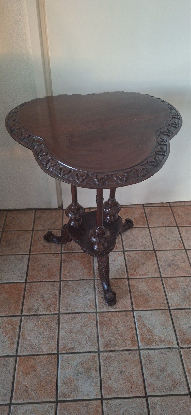 mahonie houten klavertafel, Ophalen