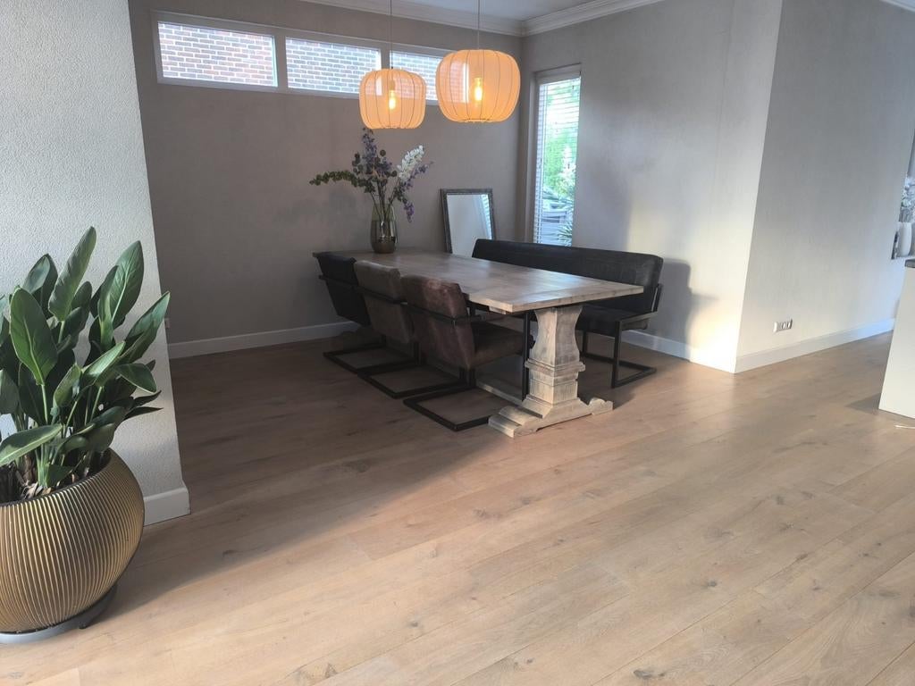 6 pers. eetkamerset met 3 stoelen en 3 pers. bank, Huis en Inrichting, Ophalen, Zo goed als nieuw, Bruin, Vijf, Zes of meer stoelen