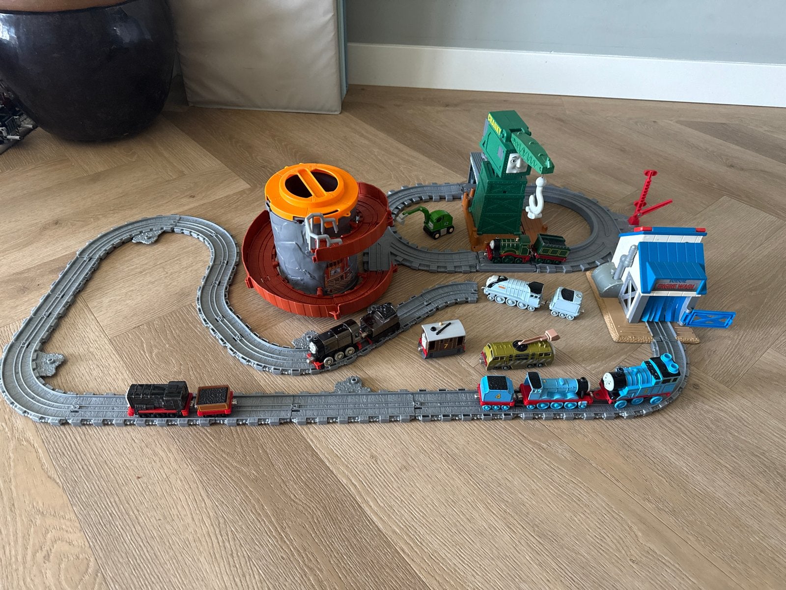 Grote Thomas de Trein Speelset met Kraan, Wasstraat en meer, Ophalen of Verzenden, Gebruikt