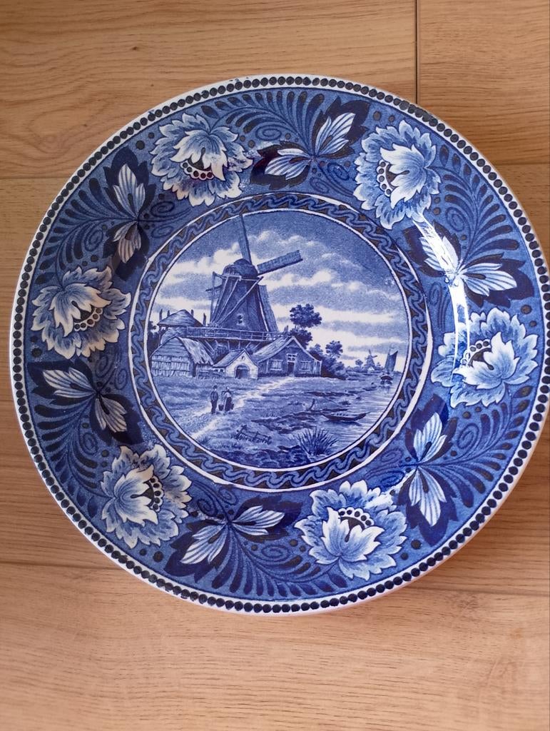 Antiek Hollandia wandbord met molen, 23 cm, Antiek en Kunst, Ophalen of Verzenden