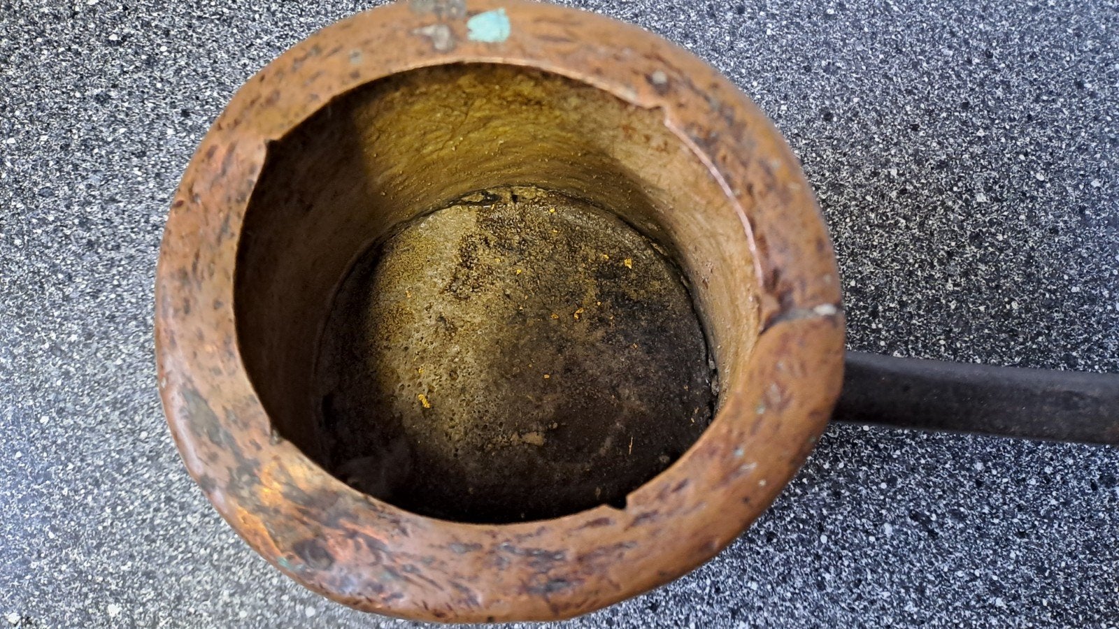 Antieke koperen pan met ijzeren handvat, Antiek en Kunst, Ophalen of Verzenden, Koper