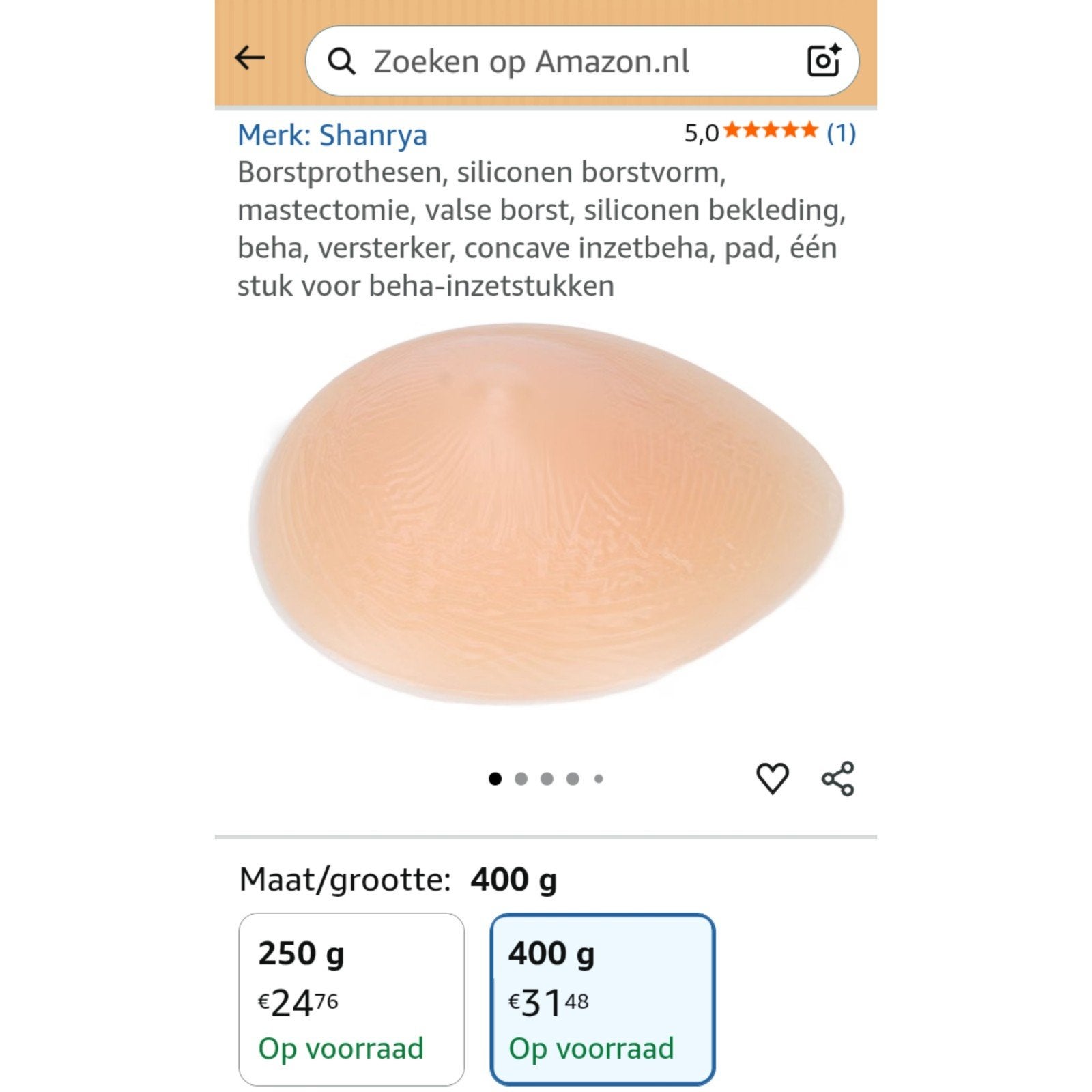 Nieuwe Borstprothese te koop,, Ophalen of Verzenden