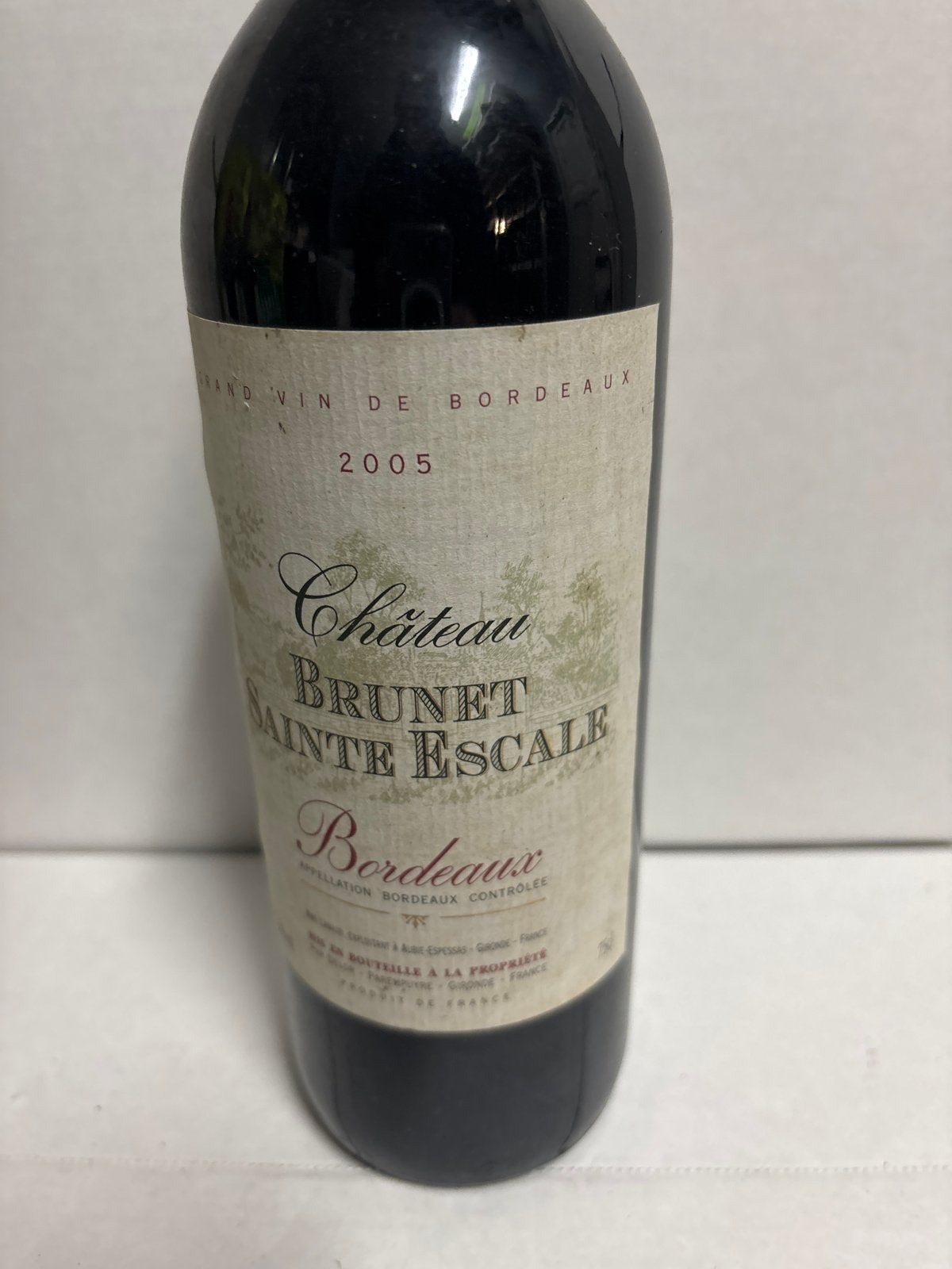 Château Brunet Sainte Escalle Bordeaux 2005, Ophalen of Verzenden, Gebruikt, Frankrijk, Rode wijn