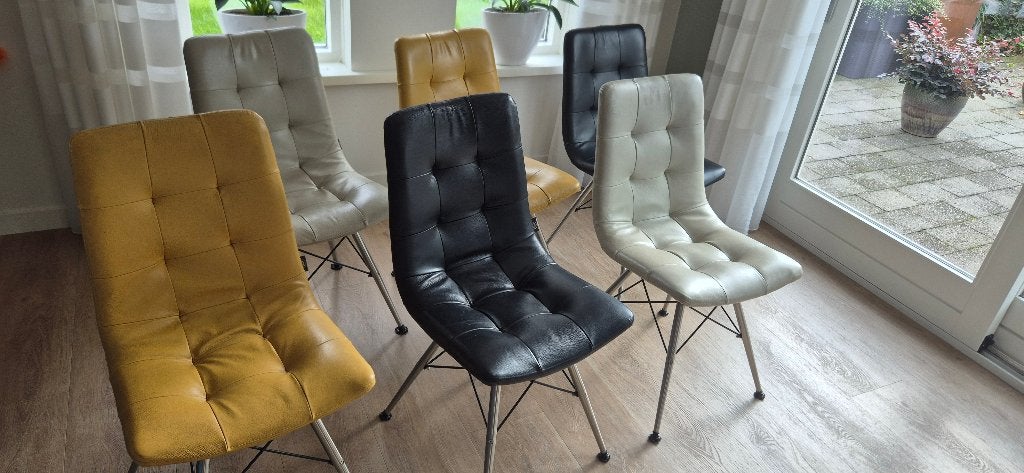 Eetkamerstoelen, 6 stuks van Henders & Hazel, Ophalen, Gebruikt, Overige kleuren, Leer
