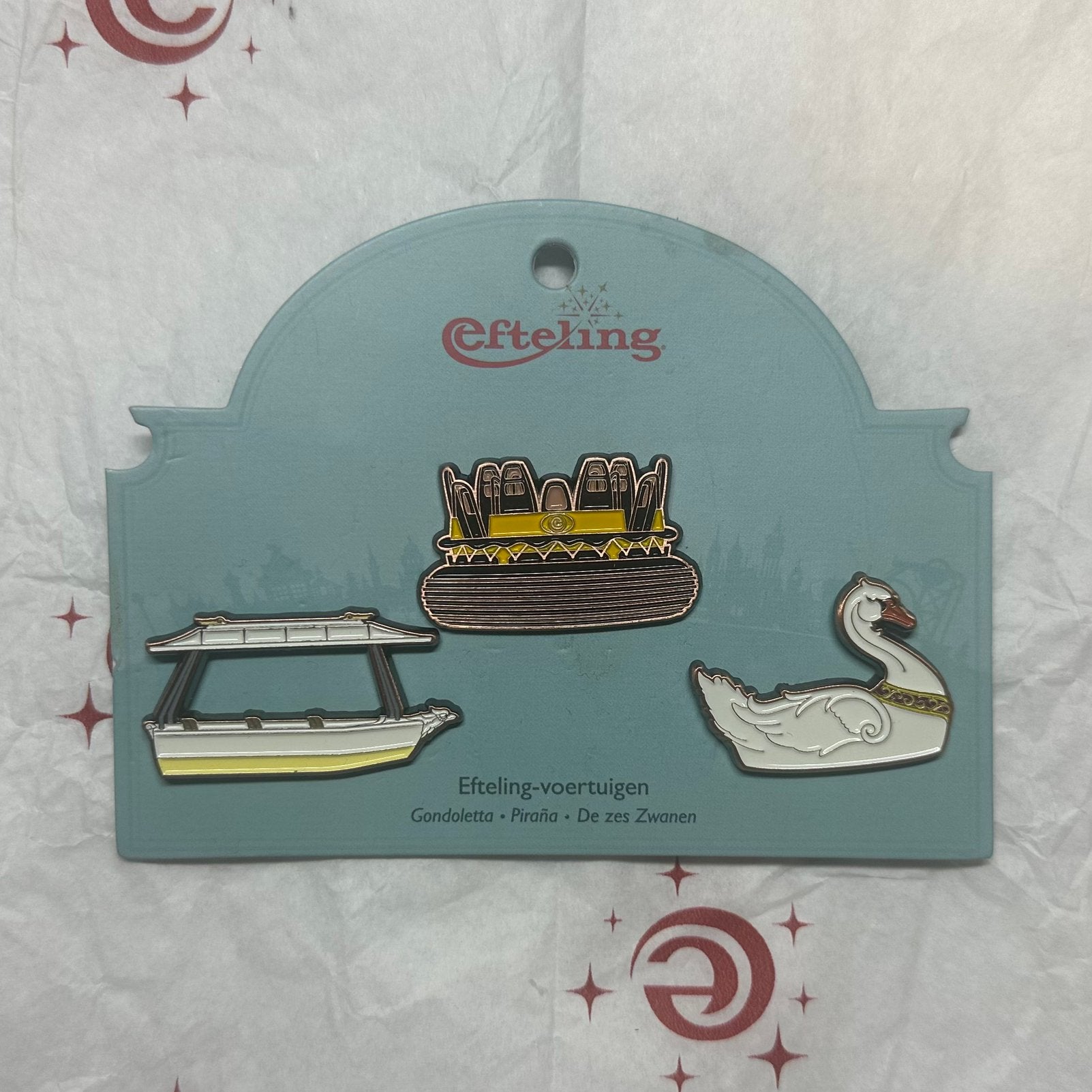 Efteling Voertuigen pinset – EPP 449 t/m 451, Ophalen of Verzenden, Nieuw, Button of Speldje