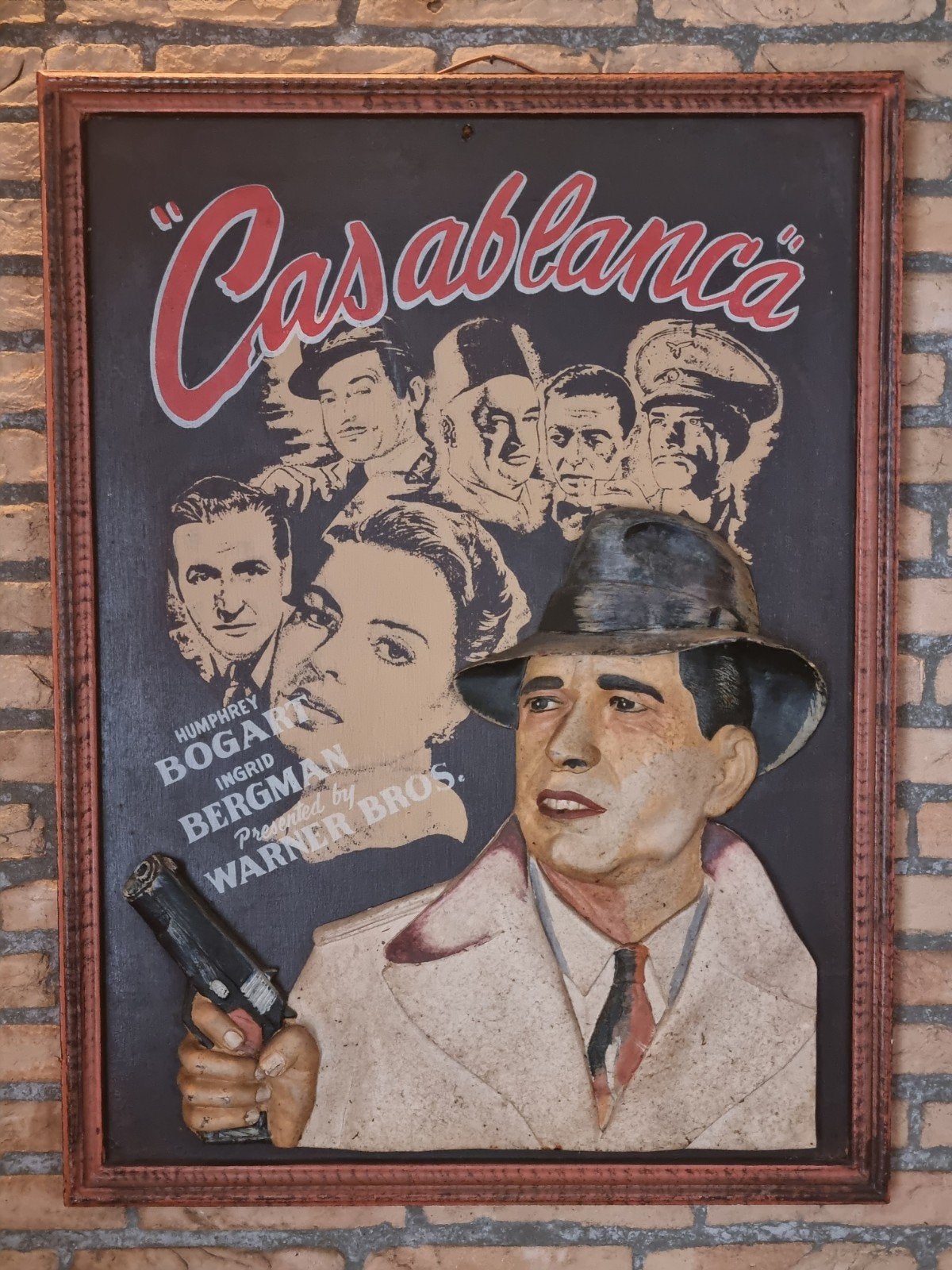 Uniek Casablanca 3D Wanddecoratie - Humphrey Bogart, Ophalen, Natuurlijk materiaal, 50 - 100 cm, Wanddecoratie