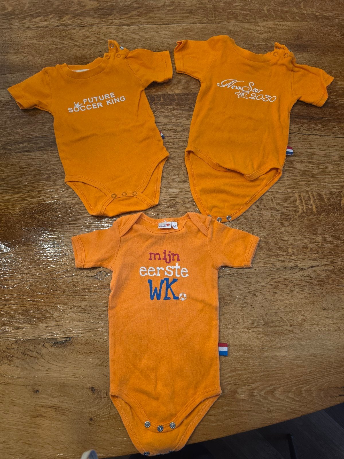 3 Oranje Rompers maat 74/80, Kinderen en Baby's, Babykleding | Overige, Ophalen of Verzenden, Gebruikt, Onbekend, Jongetje of Meisje