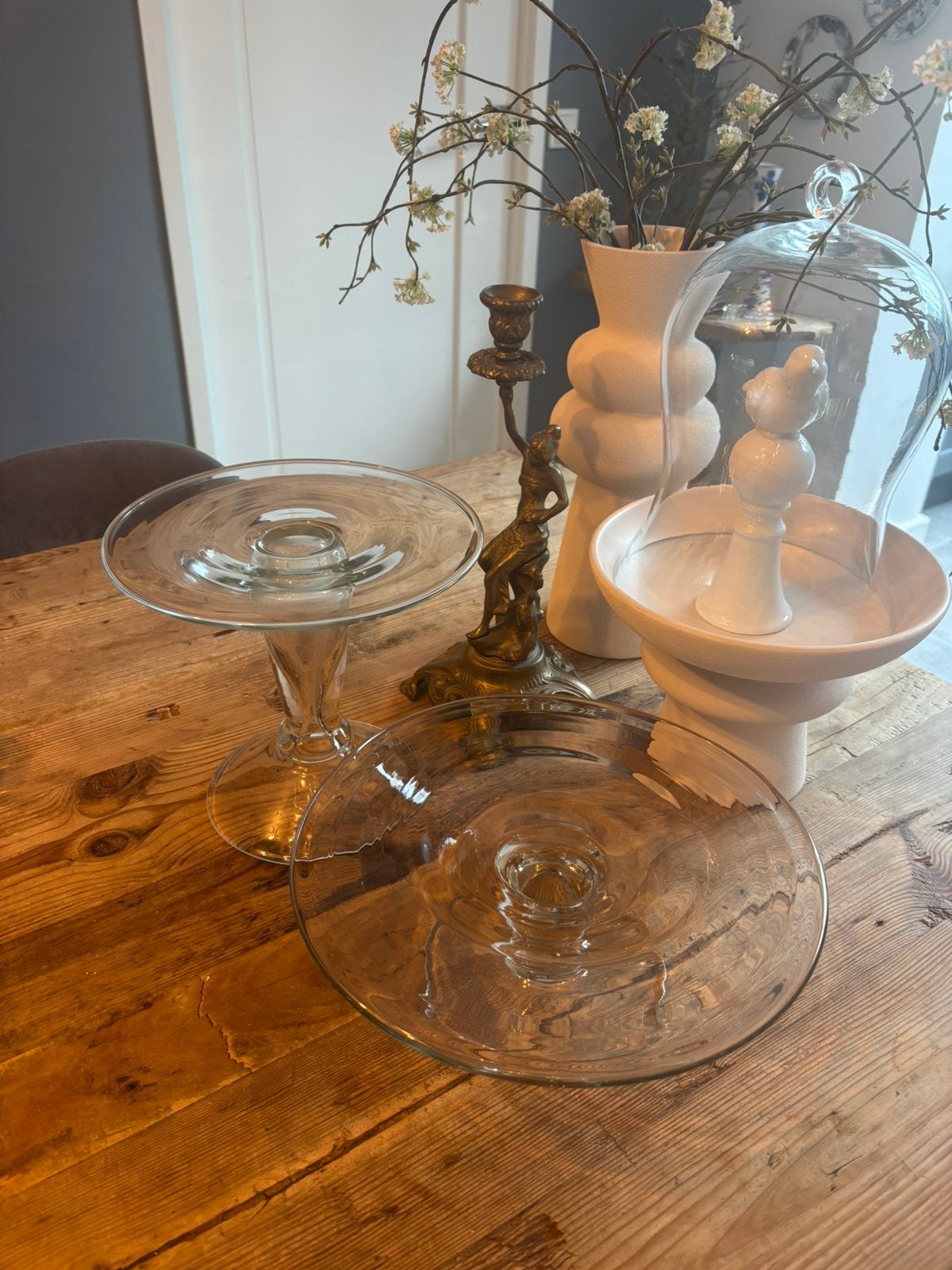 Vintage taartplateau’s helder zwaar glas, Ophalen of Verzenden, Zo goed als nieuw